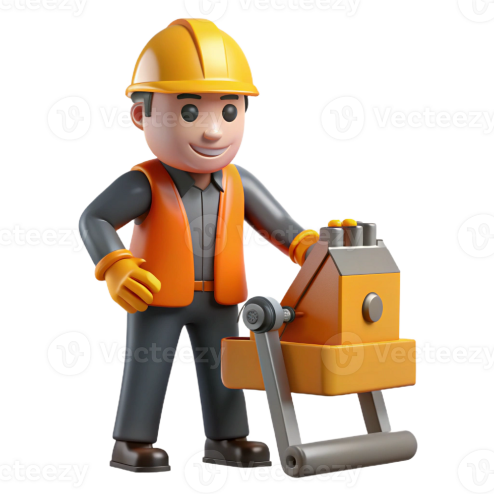 striking inspired Construction worker operating machinery with Transparent Background png