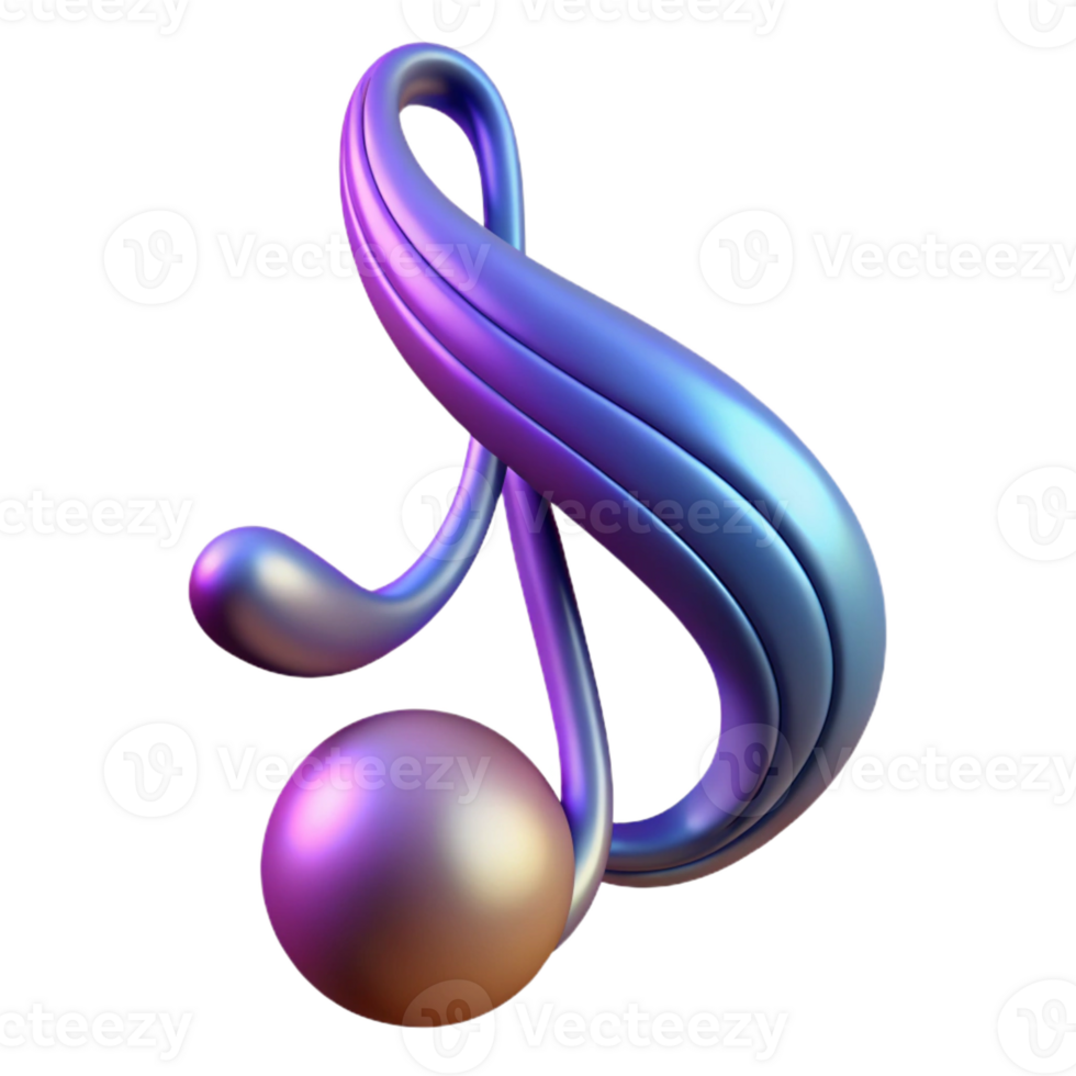 passionate alluring A single, abstract musical note with flowing lines, with Transparent Background fine detail png