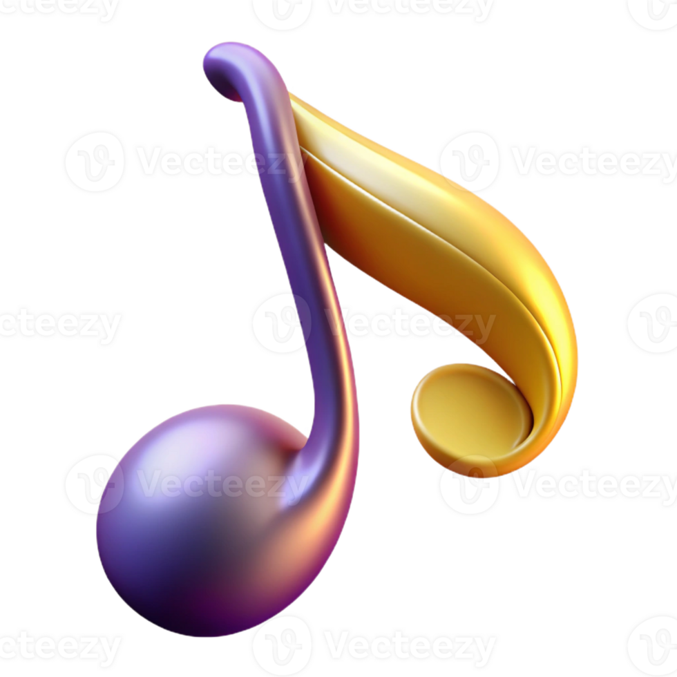 sought-after modern A single, abstract musical note with flowing lines, with Transparent Background premium png
