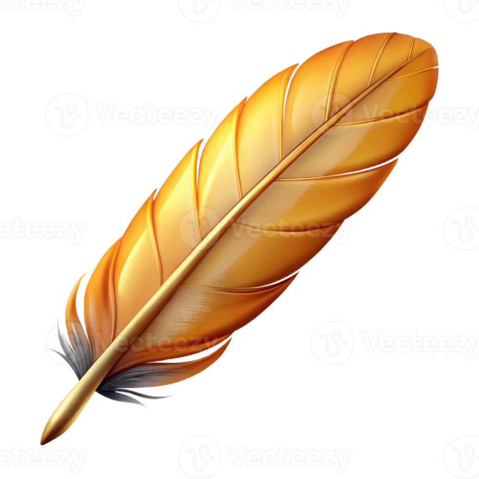 reflective vibrant Hyper-specific, isolated cutout of a single Phoenix feather, ultra-detailed, professional render, concept art style with Transparent Background masterfully captured png