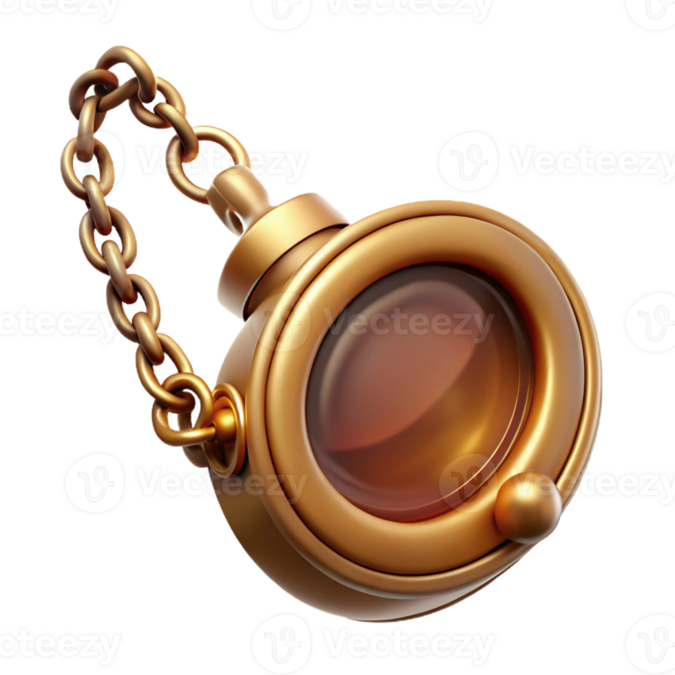 splendid iconic Concept art style, hyper-specific isolated cutout of a vintage monocle with chain with Transparent Background png