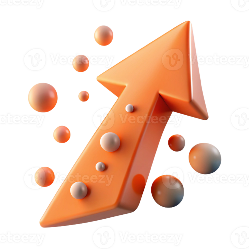 immaculate quintessential A single, abstract arrow pointing upwards, formed by particles, with Transparent Background png