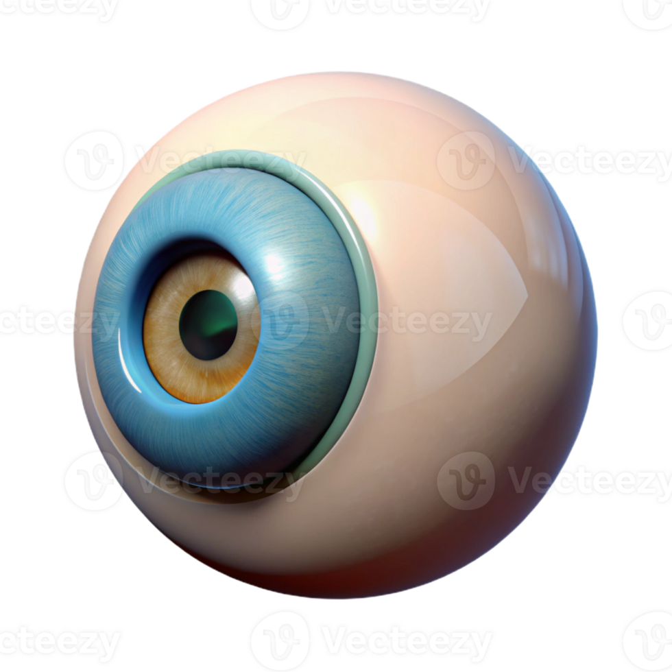 reflective stunning Photorealistic, isolated cutout of a single Cyclops eye, ultra-detailed, hyper-specific, professional render with Transparent Background premium png