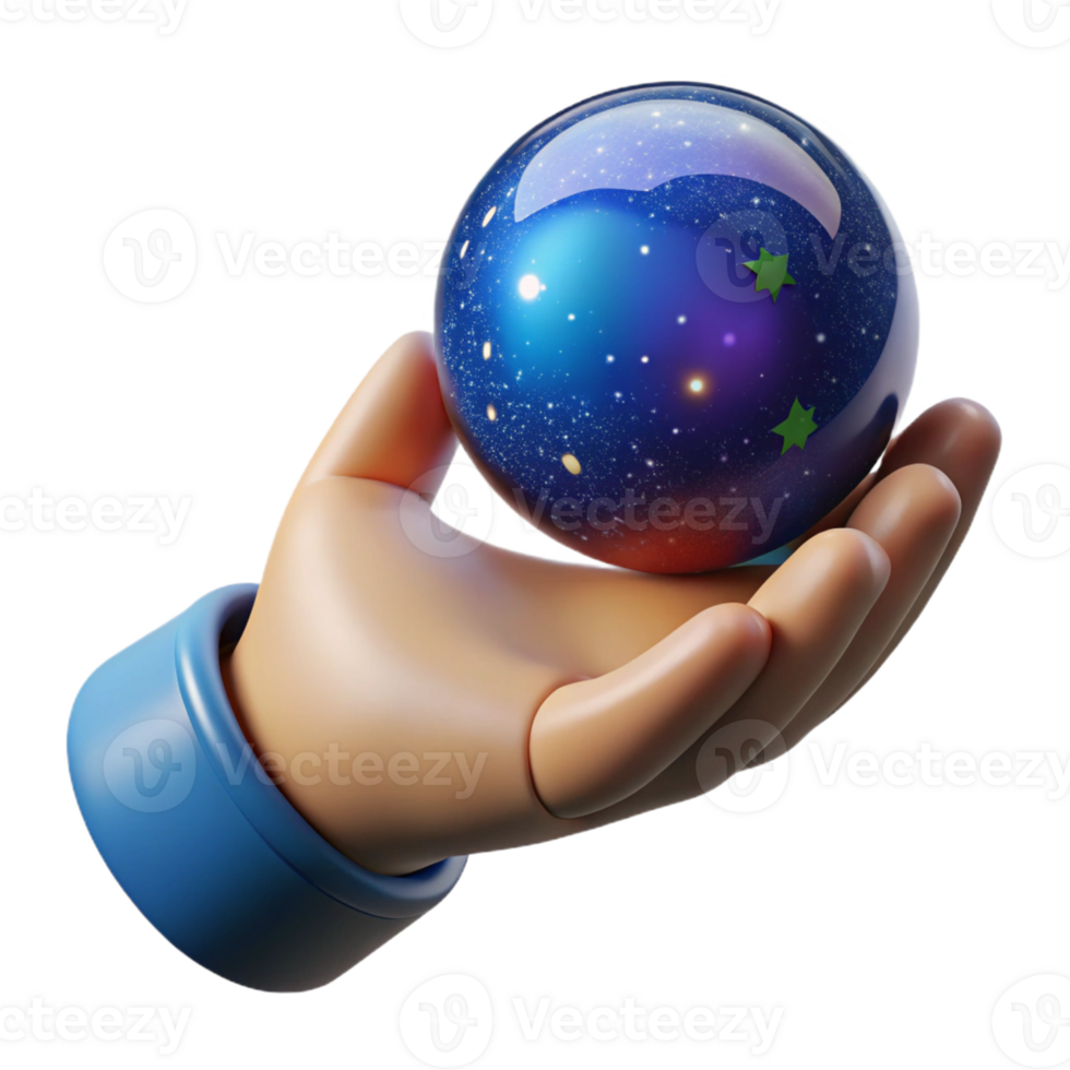 hypnotic exceptional Concept art style, isolated cutout of a human hand holding a miniature galaxy with Transparent Background png