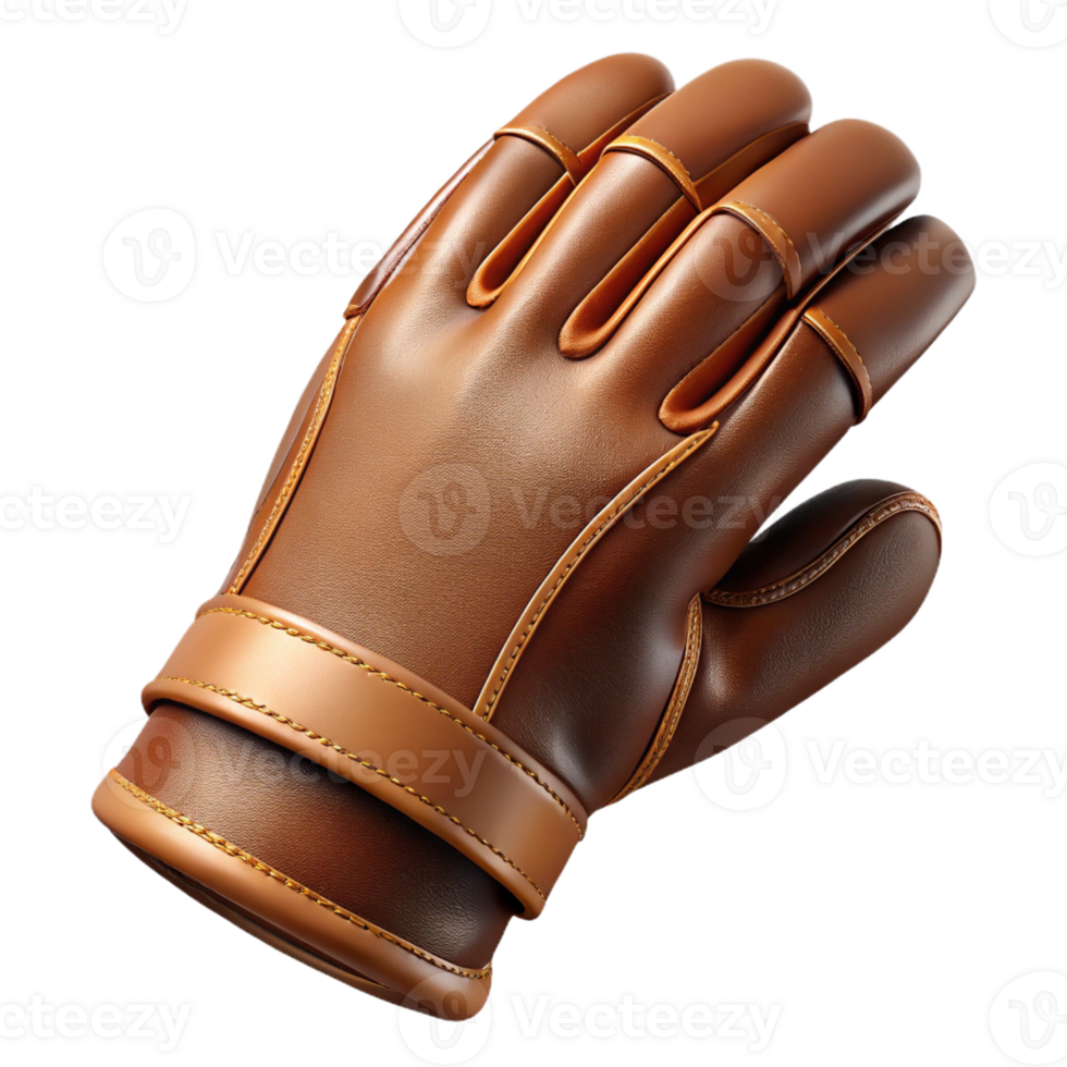 peaceful impressive Photorealistic, ultra-detailed professional render of a vintage leather glove, isolated cutout with Transparent Background perfect clarity png