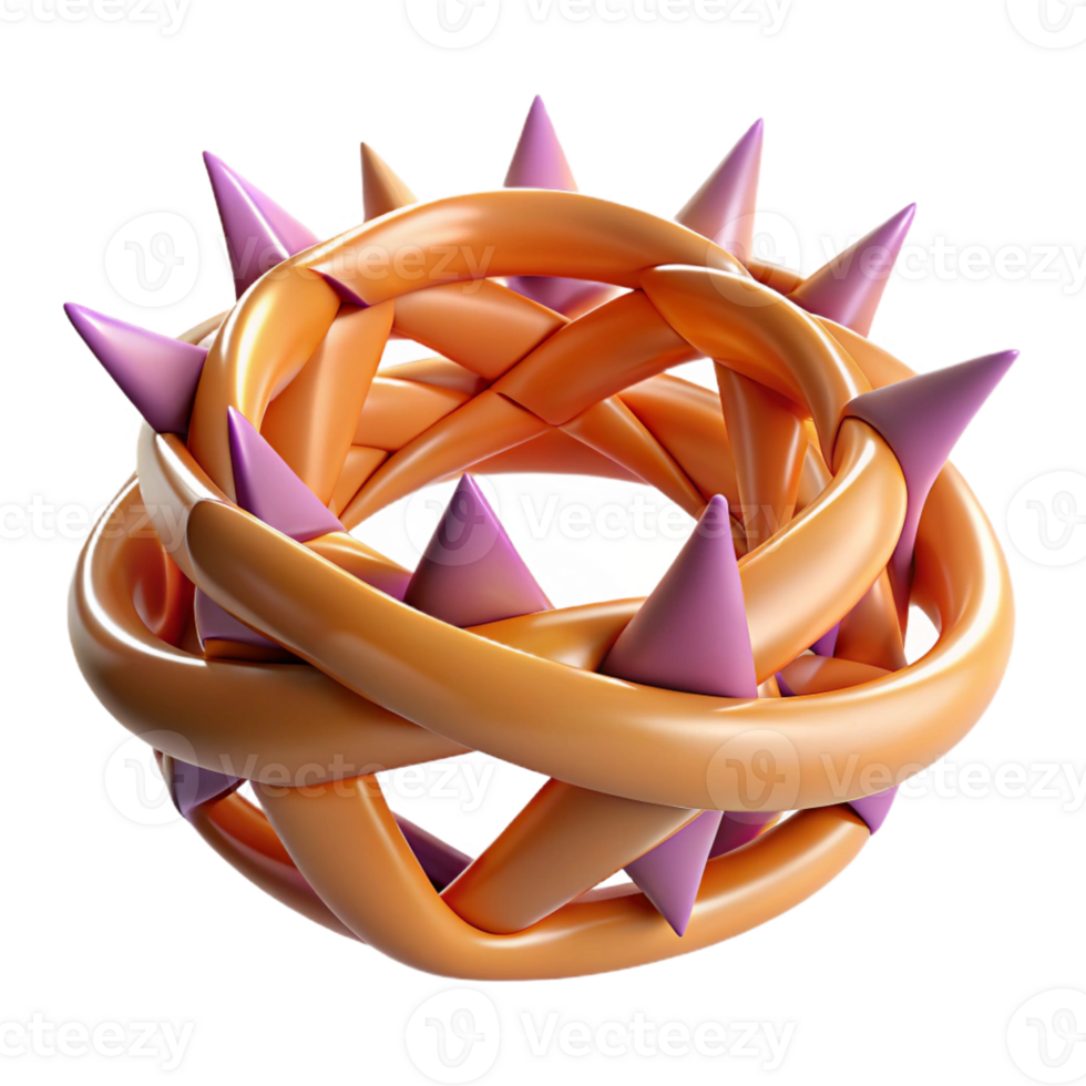 passionate fascinating A single, abstract crown made of intertwined thorns, with Transparent Background fine detail png