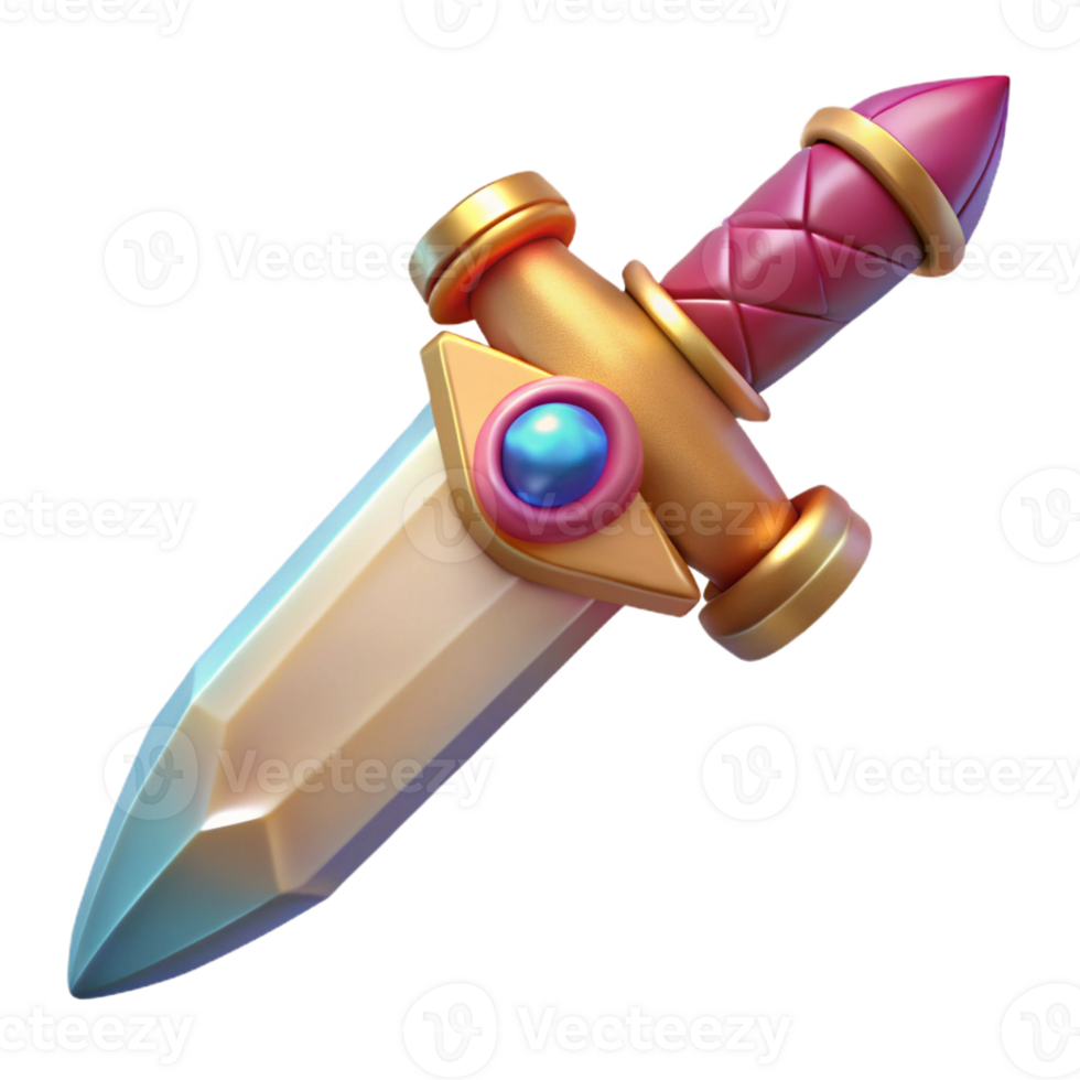 serene impressionist A decorative dagger with a jeweled hilt with Transparent Background exclusive png