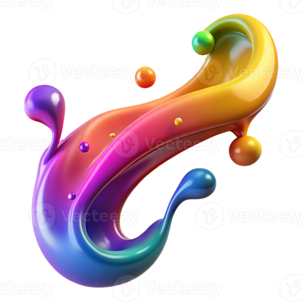 signature futuristic A flowing stream of colorful paint splatters, with Transparent Background luxury png