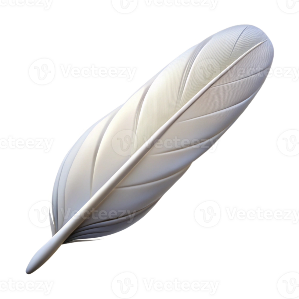 mesmerizing mysterious surreal Single feather, white dove feather with Transparent Background fine detail png