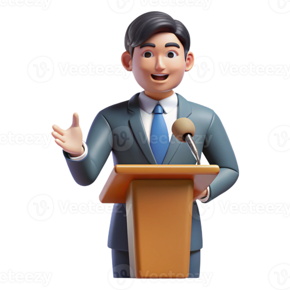 radiant unforgettable Speaker giving a motivational speech with Transparent Background png