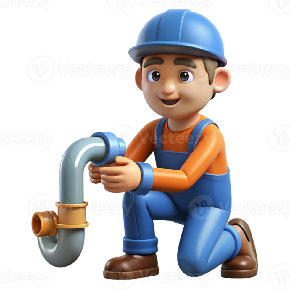 magnificent distinctive Plumber fixing a leaky pipe with Transparent Background png