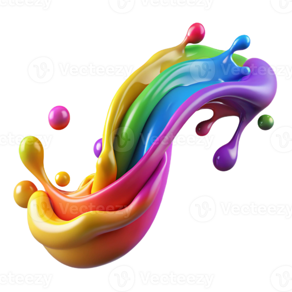 wonderful distinguished A flowing stream of colorful paint splatters, with Transparent Background png