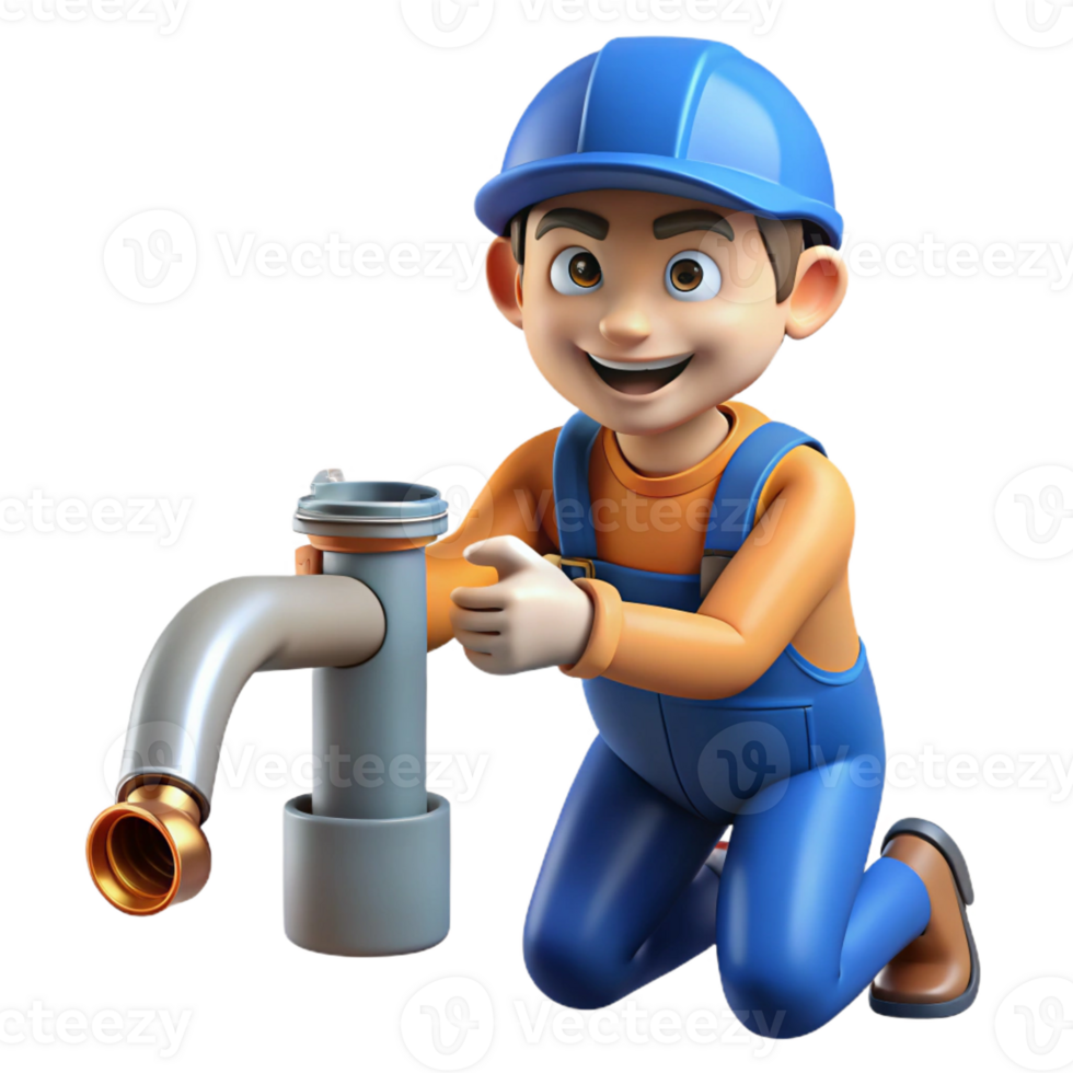 unforgettable futuristic Plumber fixing a leaky pipe with Transparent Background perfect clarity png