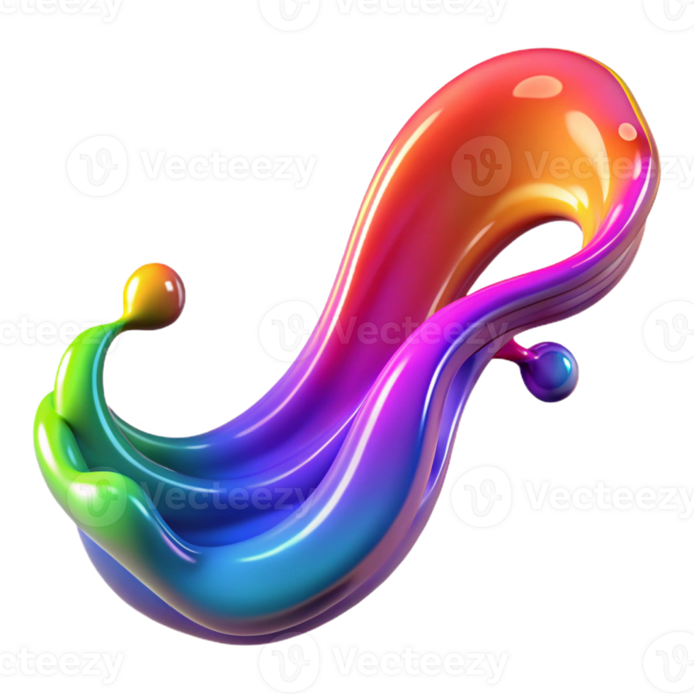 picturesque elegant A flowing stream of colorful paint splatters, with Transparent Background museum quality png
