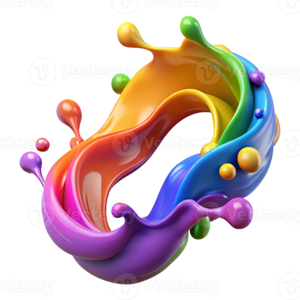 serene contemporary A flowing stream of colorful paint splatters, with Transparent Background genuine png
