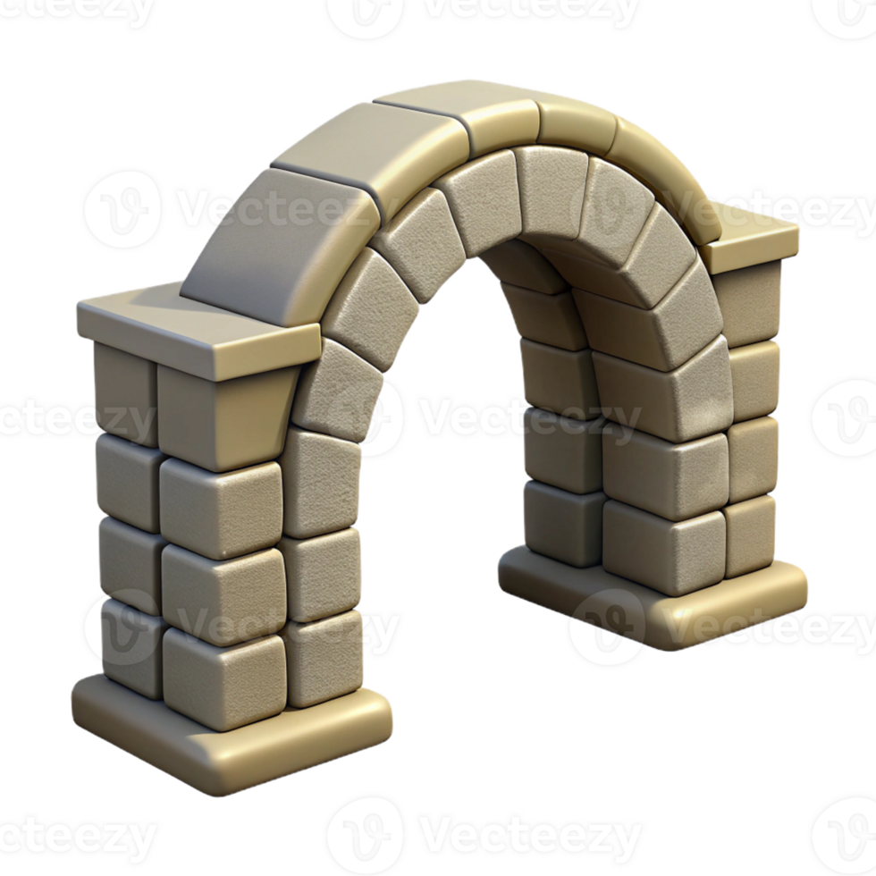 peaceful vibrant Stone arch bridge keystone, with Transparent Background sharp png