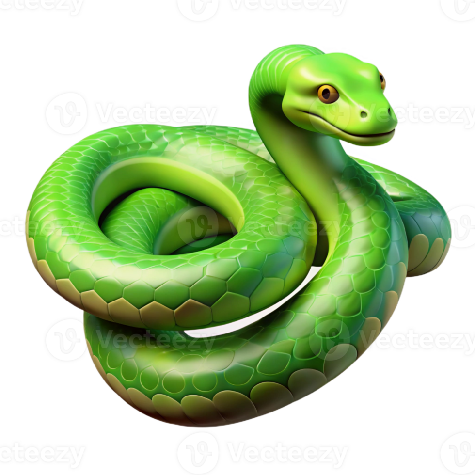 tranquil wonderful A slithering green tree python with Transparent Background top-tier png