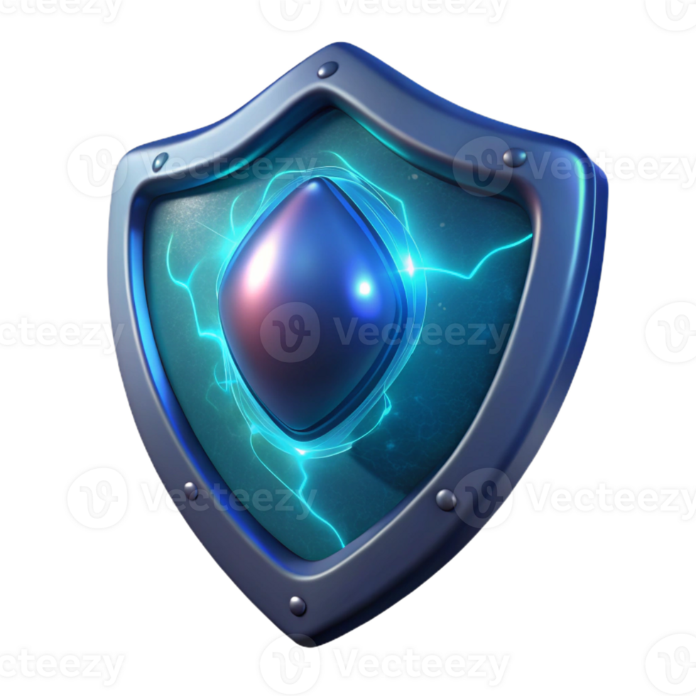 tranquil splendid A single, abstract shield with a glowing energy field, with Transparent Background 4K png