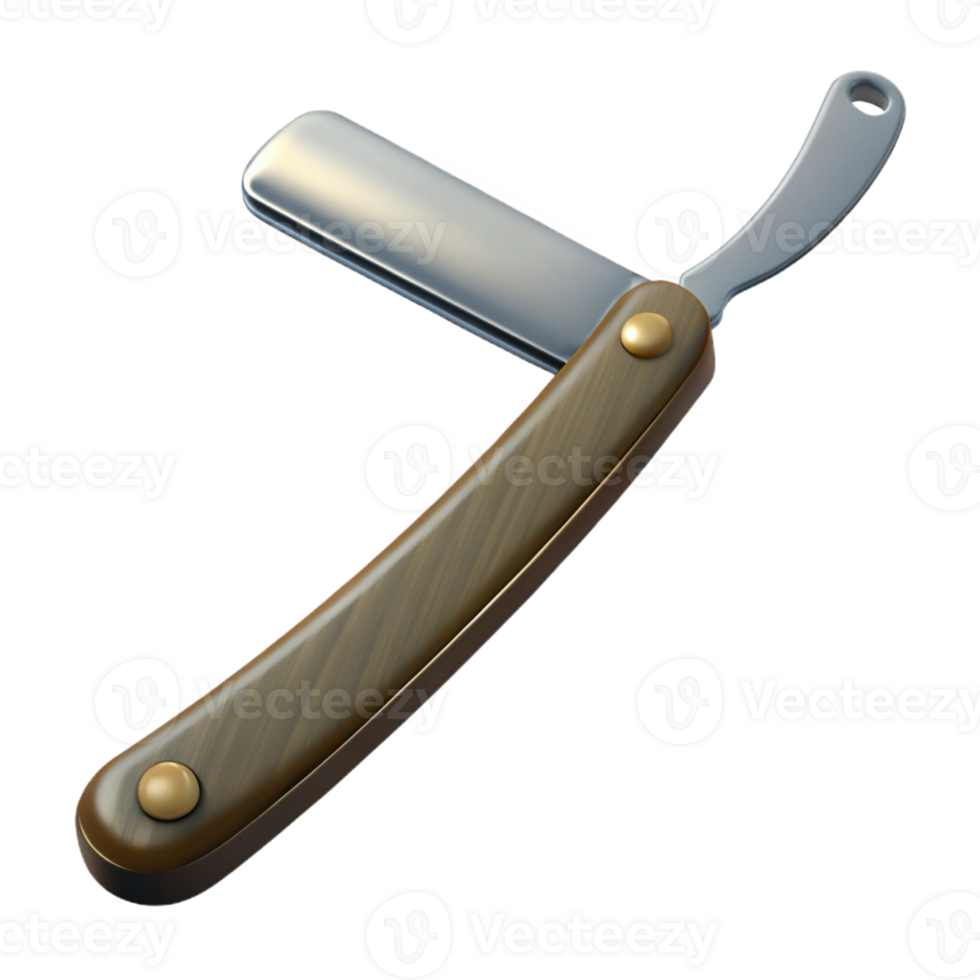 standout organic Concept art style, hyper-specific isolated cutout of a vintage straight razor with Transparent Background professional png