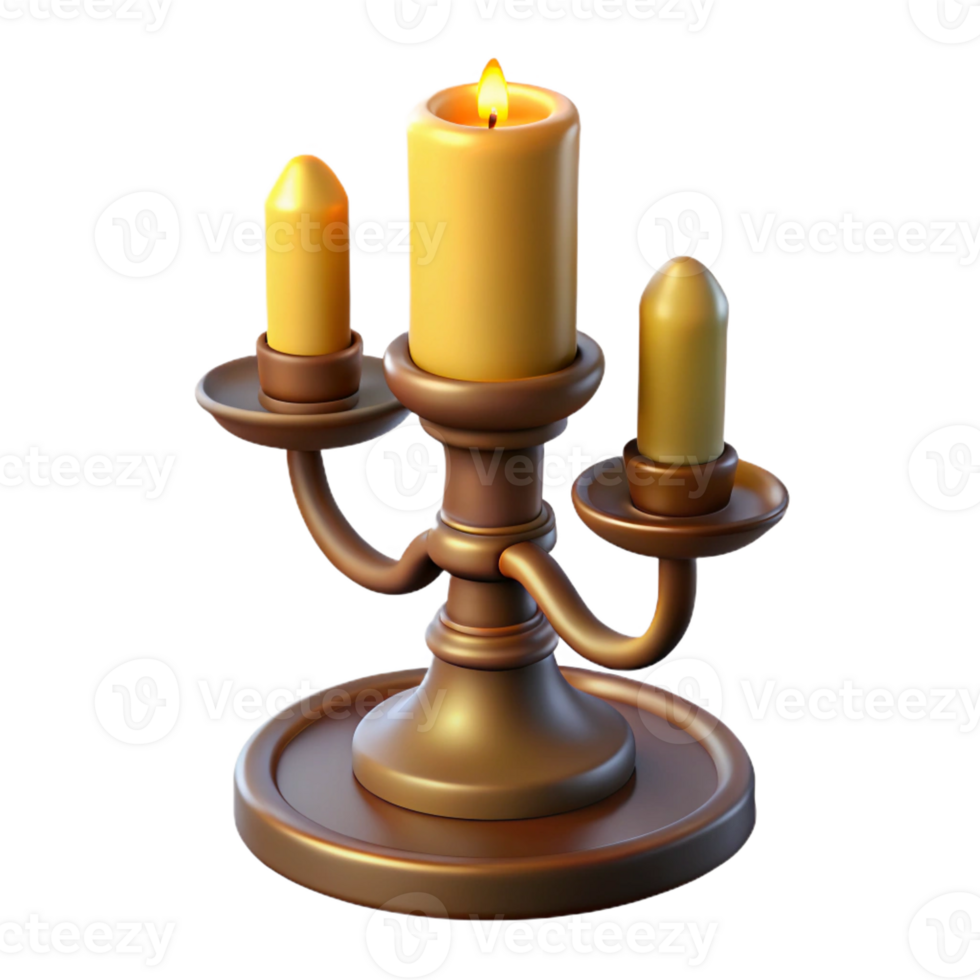 notable futuristic Concept art style, hyper-specific, isolated cutout of a vintage candlestick with Transparent Background 4K png