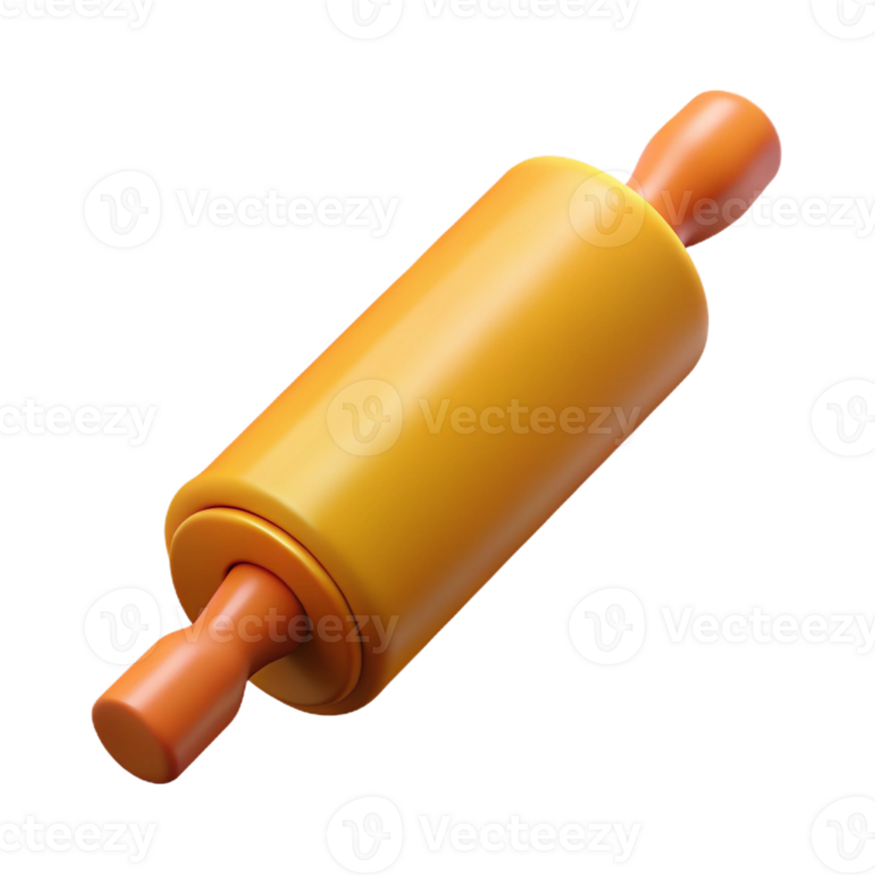 vibrant futuristic Photorealistic ultra-detailed professional render of a vintage rolling pin, isolated cutout with Transparent Background top-tier png