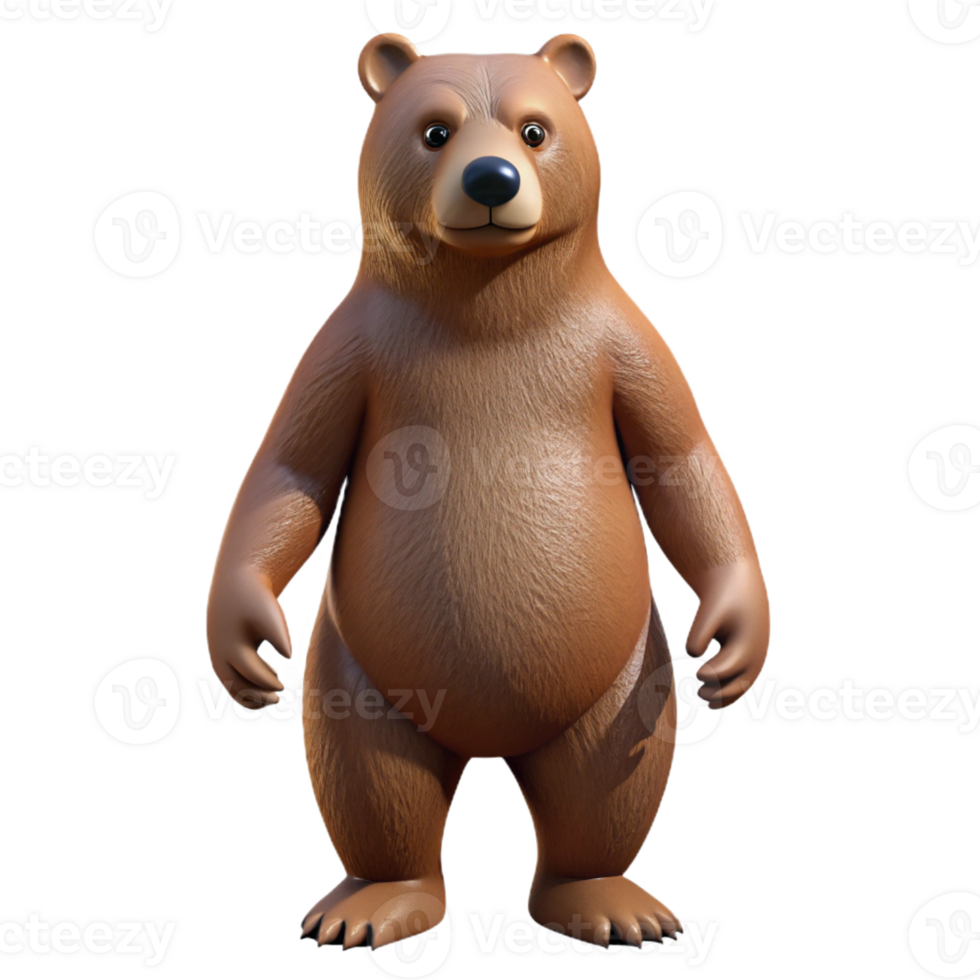 tranquil glorious A grizzly bear standing on hind legs with Transparent Background high quality png