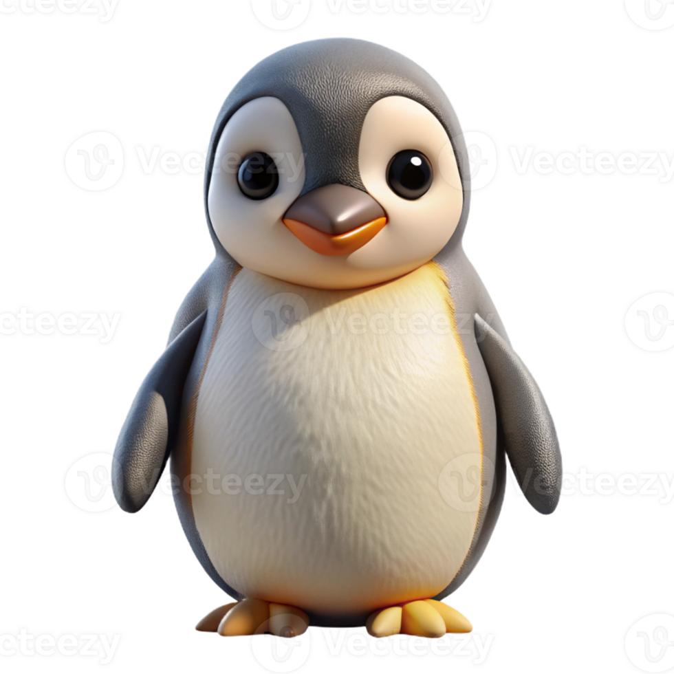 playful spectacular Hyper-specific, concept art style isolated cutout of a single emperor penguin chick, fluffy down feathers with Transparent Background original png