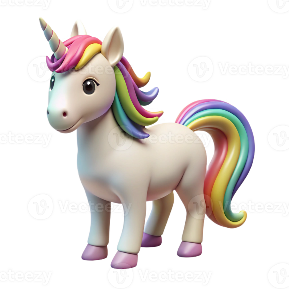 peaceful extraordinary A graceful unicorn with a rainbow mane and tail with Transparent Background top-tier png