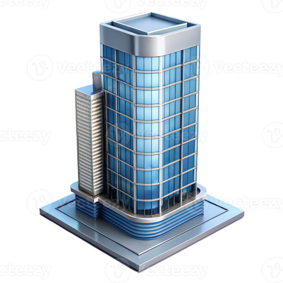 striking timeless Modern skyscraper, glass and steel, with Transparent Background png