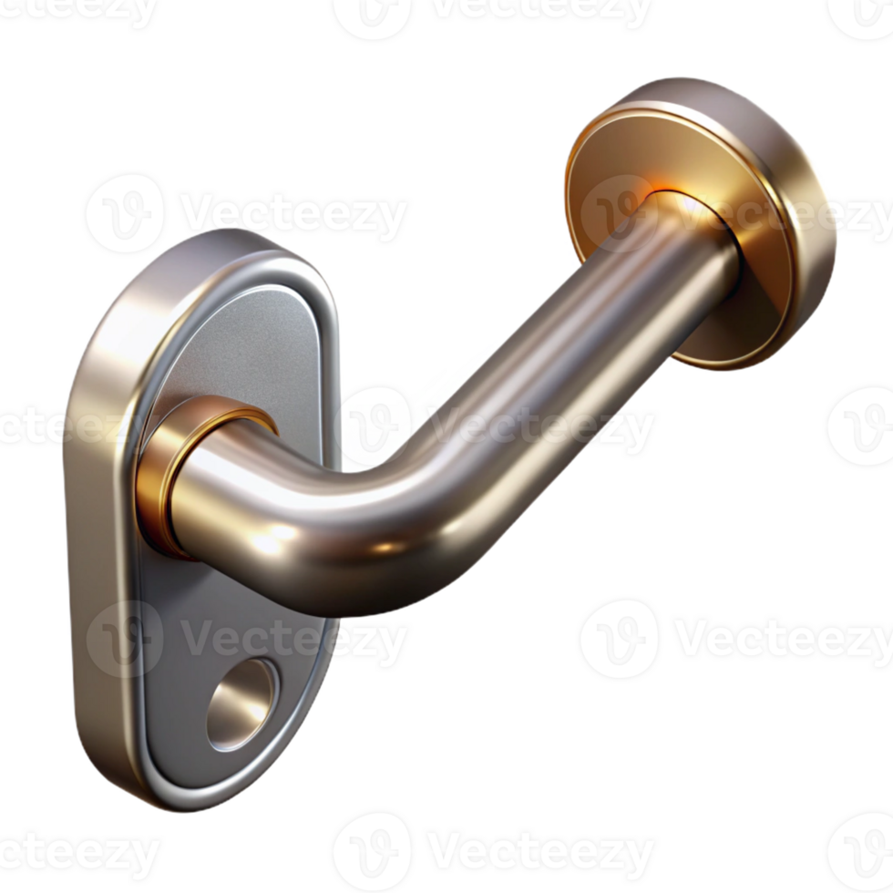 romantic picturesque Bauhaus style door handle, metal, with Transparent Background gallery standard png
