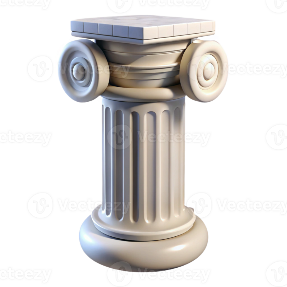 passionate pristine Greek Ionic column capital, marble, with Transparent Background crisp png
