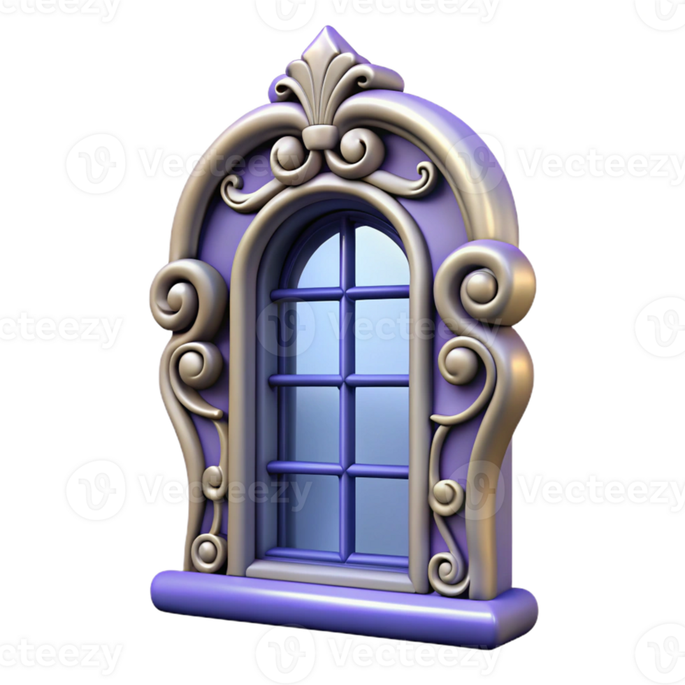 nostalgic gorgeous Baroque ornate window frame, with Transparent Background top-tier png
