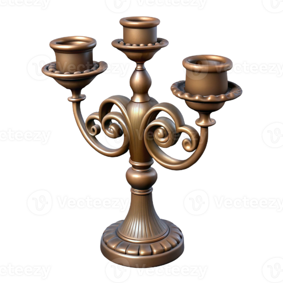 mysterious picturesque Hyper-specific, isolated cutout of an Art Nouveau candlestick, wrought iron with curving lines and stylized floral motifs with Transparent Background museum quality png