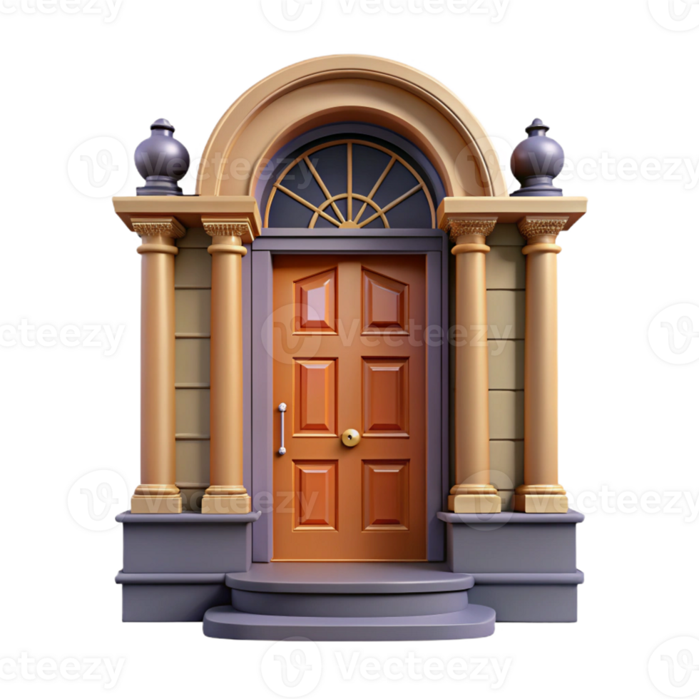 radiant dreamy baroque Victorian townhouse front door, with Transparent Background expertly shot png