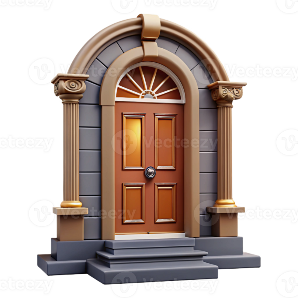 immaculate ethereal classic Victorian townhouse front door, with Transparent Background expertly shot png