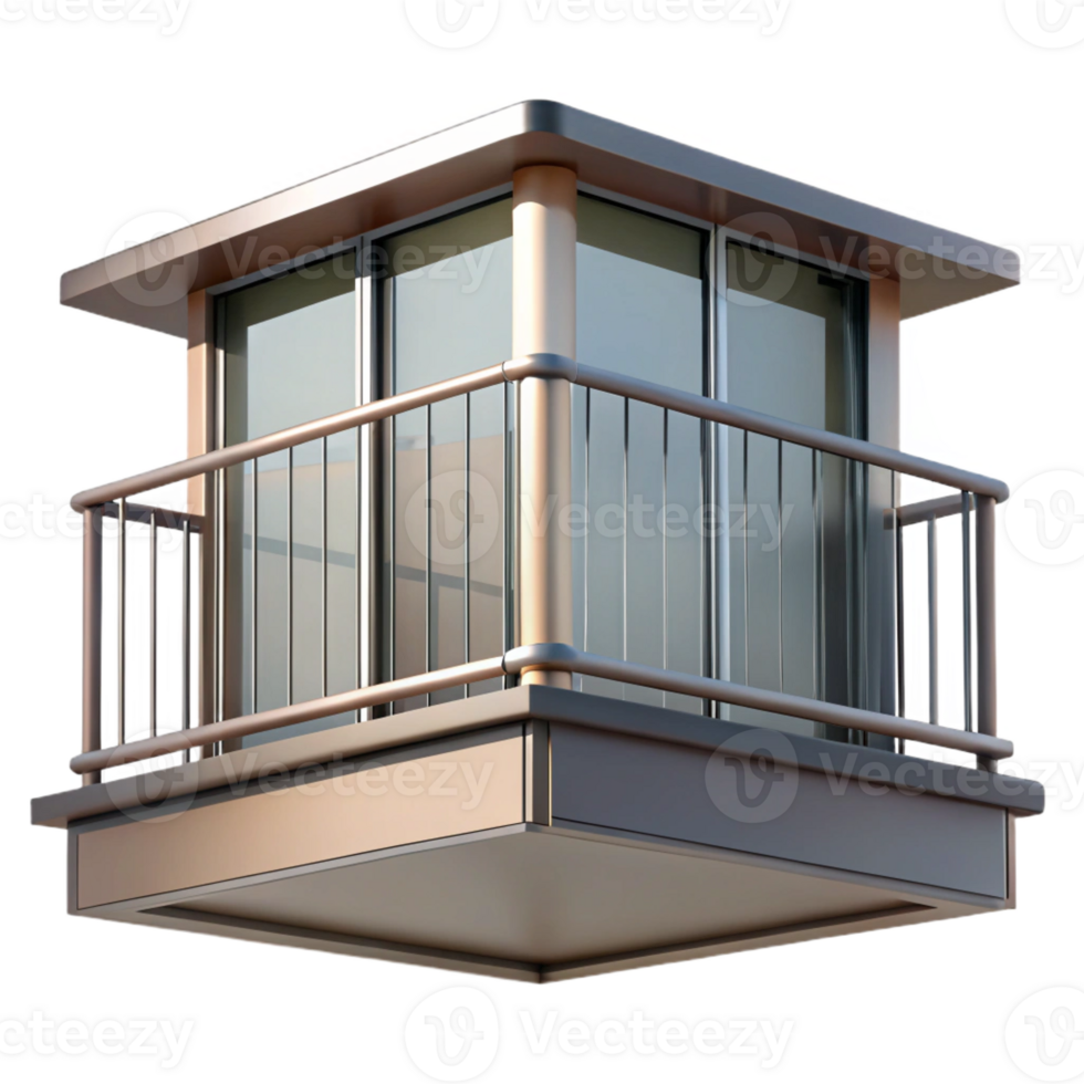 standout organic Contemporary apartment balcony railing, metal, with Transparent Background crisp png