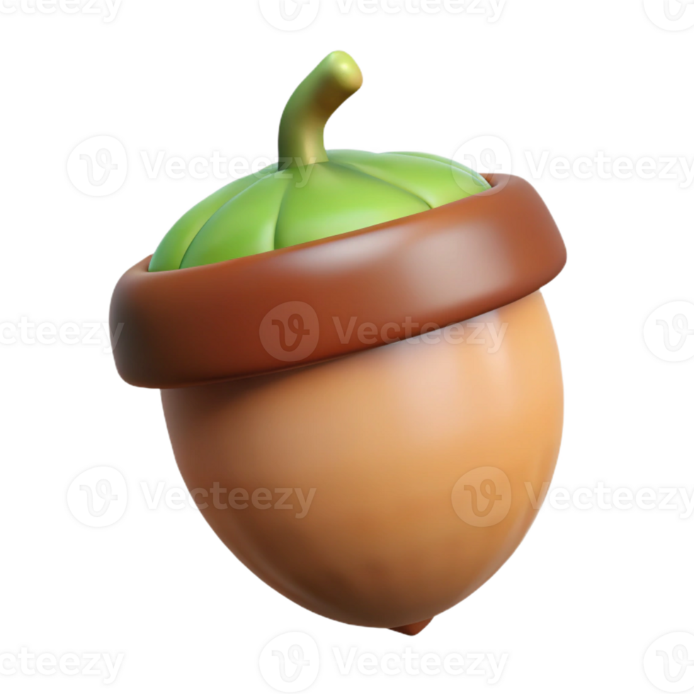 radiant iconic Concept art style hyper-specific image of a single sprouting acorn, with Transparent Background png
