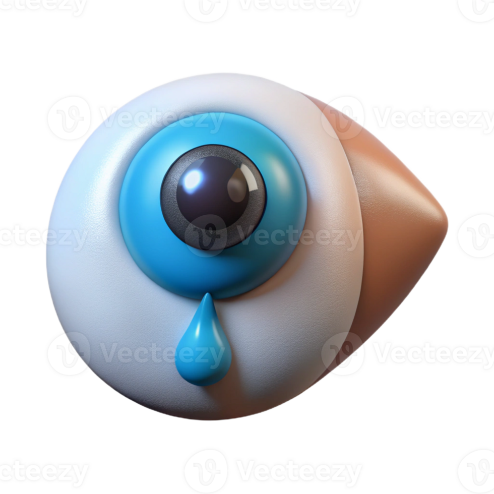 spectacular coveted A single, realistic, human eye crying a single tear with Transparent Background png