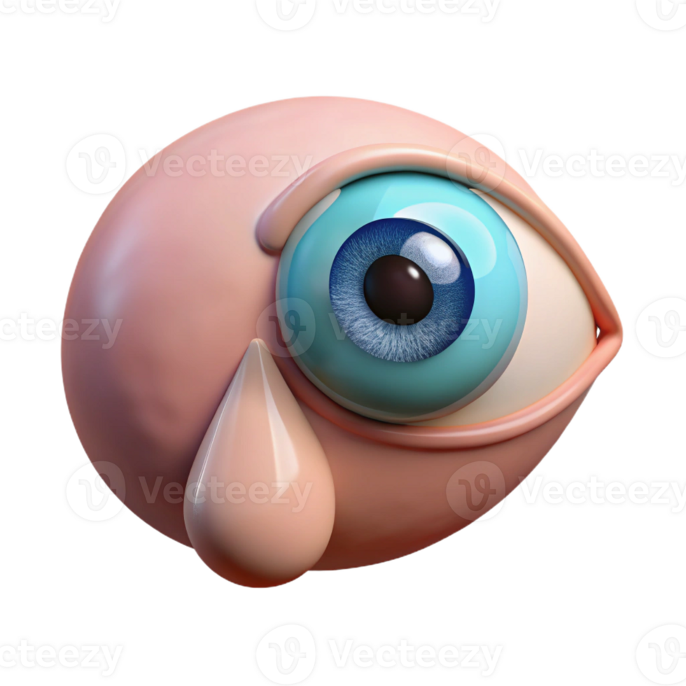 timeless renaissance A single, realistic, human eye crying a single tear with Transparent Background authentic png