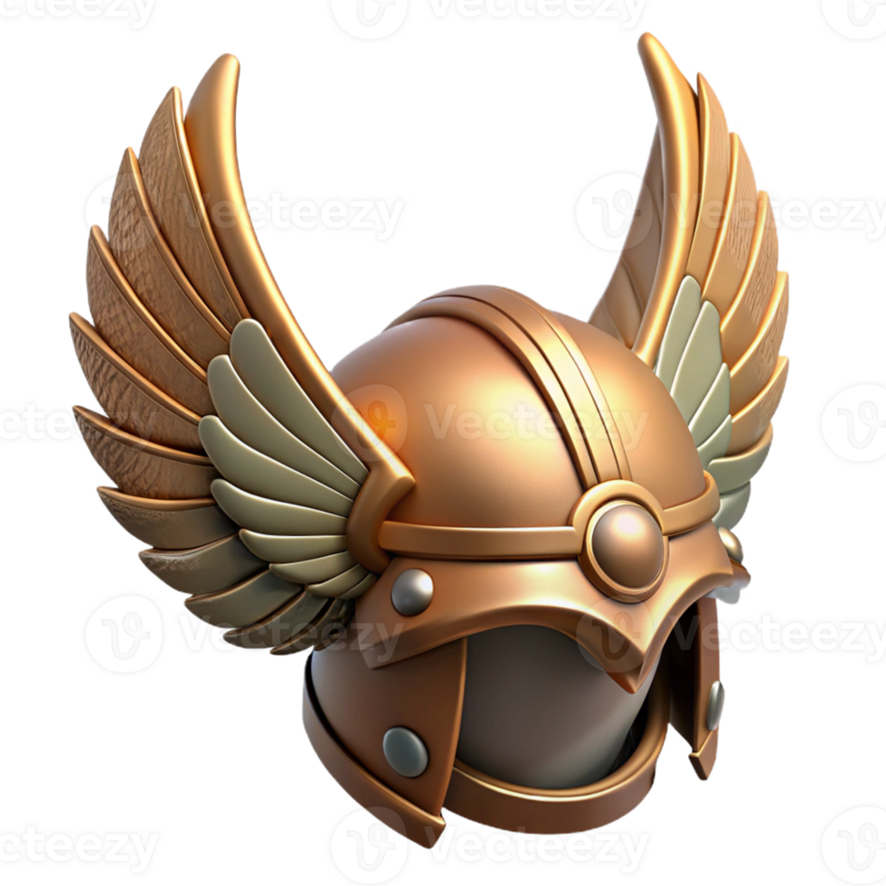 picturesque creative A winged helmet with intricate carvings, with Transparent Background refined png