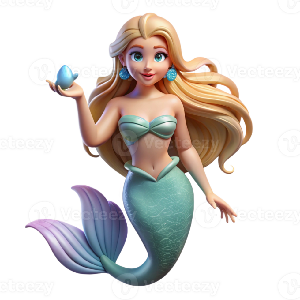 sought-after abstract A beautiful mermaid with long flowing hair and a seashell bra with Transparent Background genuine png