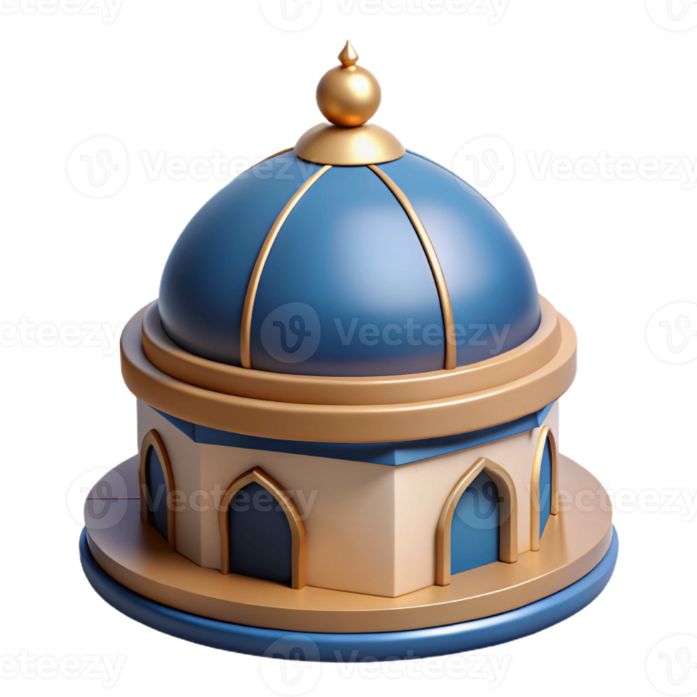 spectacular reflective bohemian Mosque dome, tiled, with Transparent Background high quality png