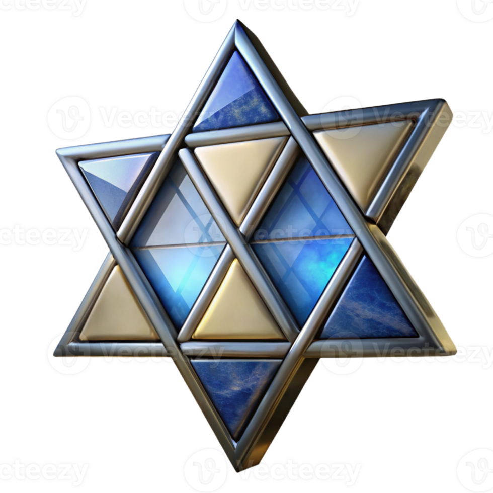 striking contemporary Synagogue stained glass Star of David, with Transparent Background handcrafted png