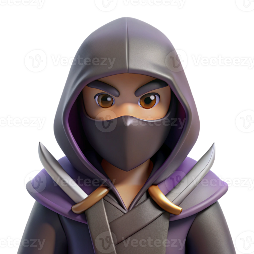 sought-after geometric A hooded assassin with daggers, with Transparent Background high quality png