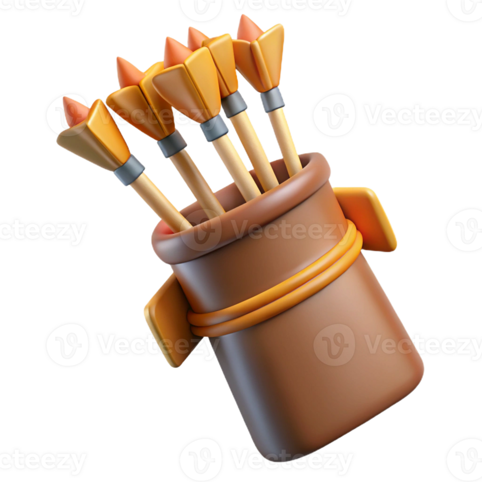 vibrant tropical A quiver full of arrows with fletching details, with Transparent Background flawless png