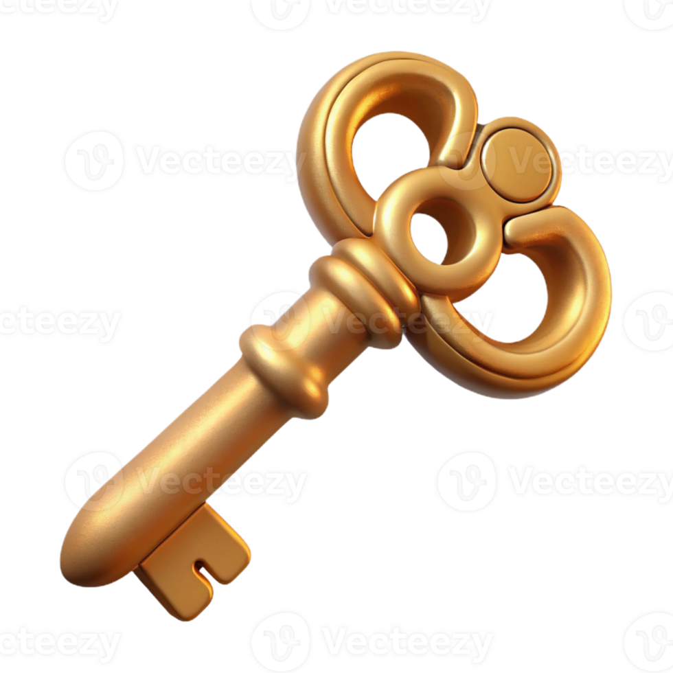 splendid acclaimed A single, ancient key with intricate detailing, with Transparent Background png