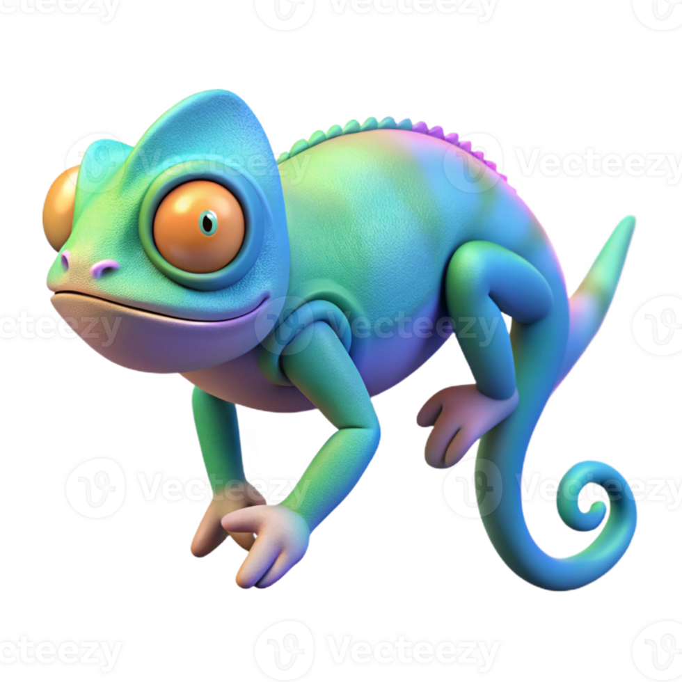 pristine joyful renaissance Concept art style, isolated cutout of a hyper-specific chameleon, changing color with Transparent Background artisan png