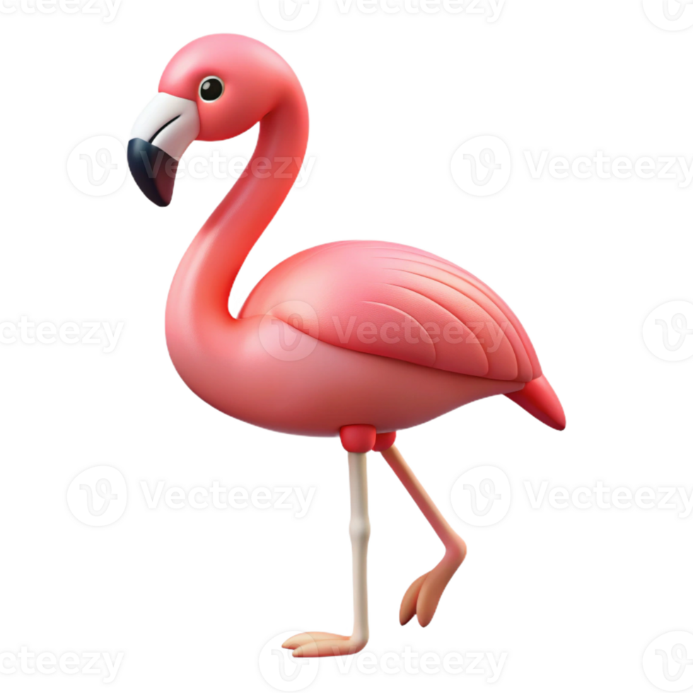striking urban Ultra-detailed, hyper-specific isolated cutout of a single flamingo, standing on one leg with Transparent Background high quality png