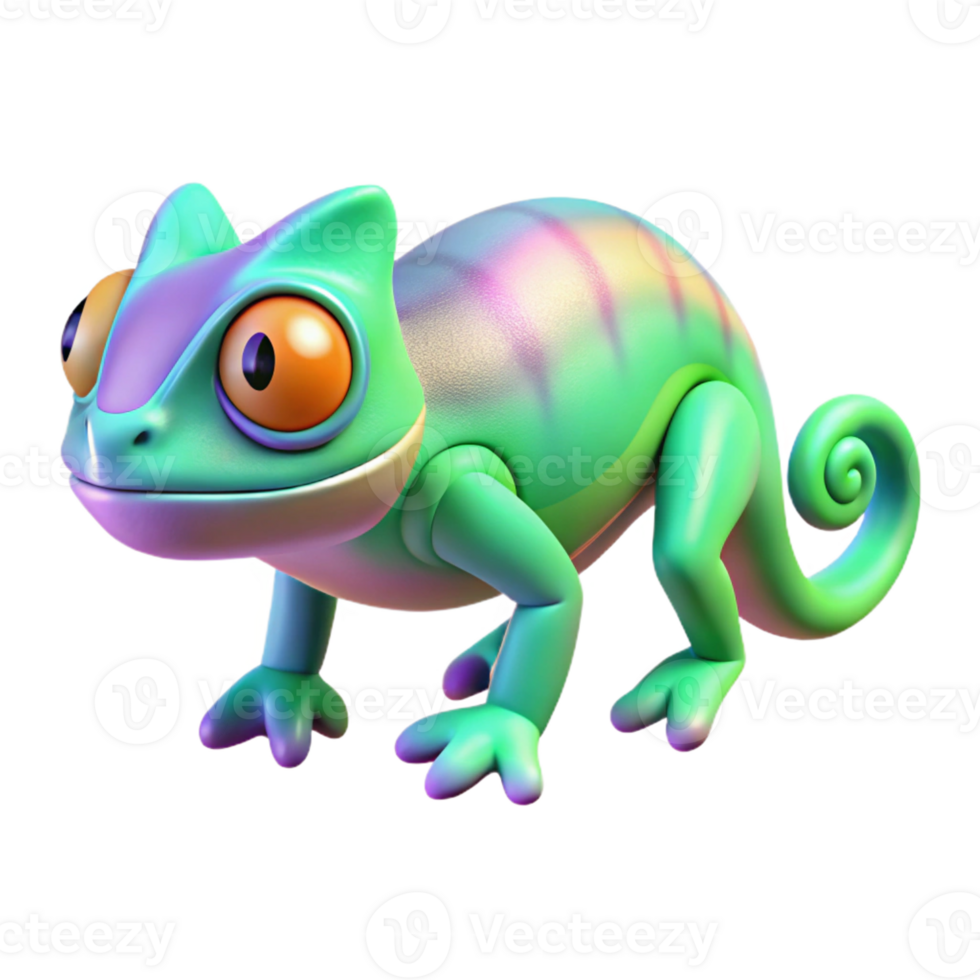 spectacular peaceful nordic Concept art style, isolated cutout of a hyper-specific chameleon, changing color with Transparent Background premium png