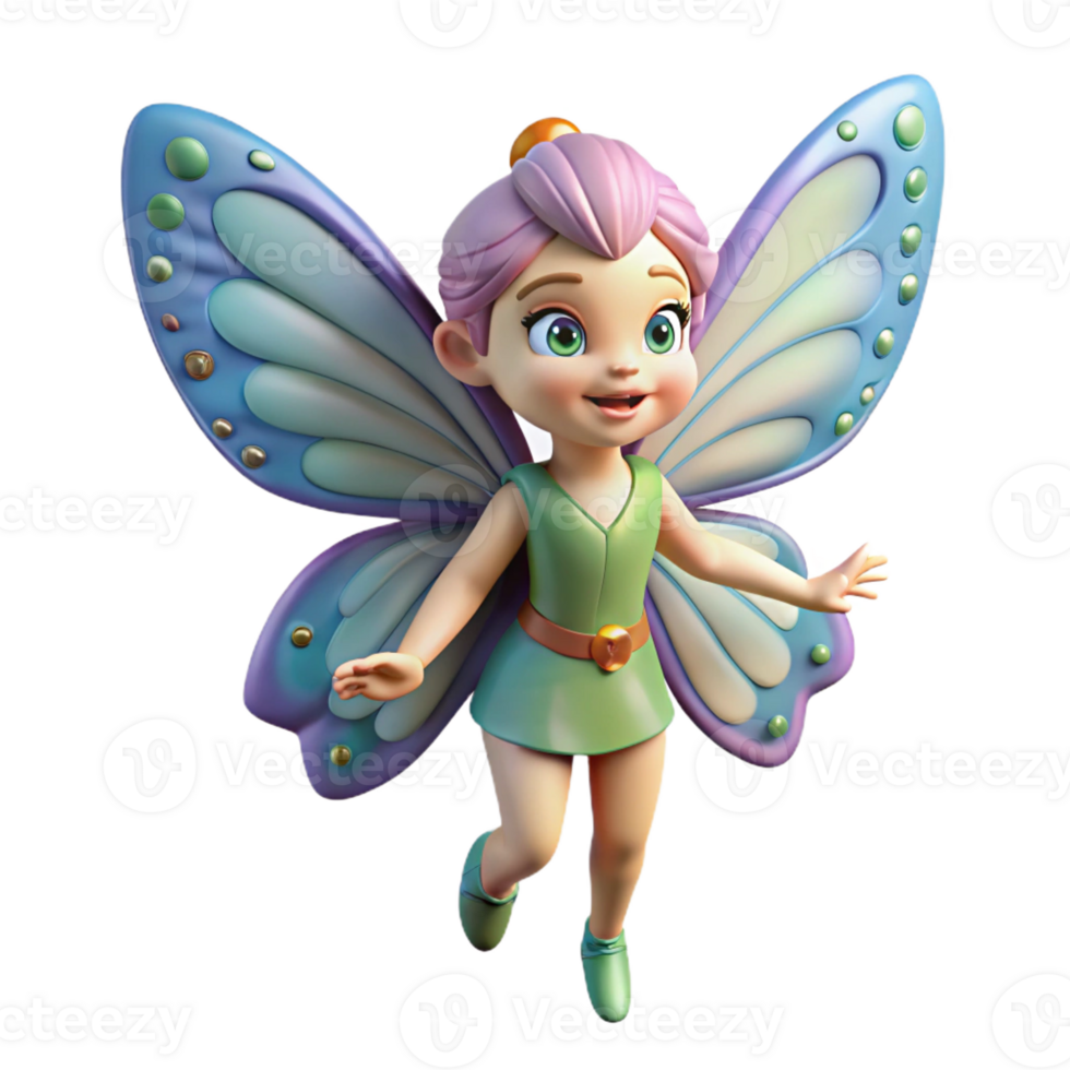 pristine geometric A playful pixie with butterfly wings, with Transparent Background refined png